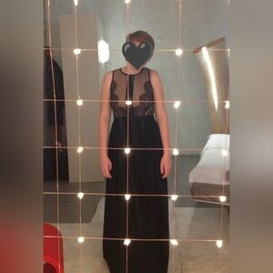 Sexy Sheer Formal Maxi Dress with Lace and Mesh